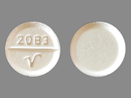 2083 V round white pill