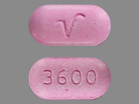V 3600 Pink Oblong Pill