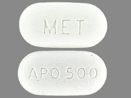 APO 500 MET: (60505-0190) Metformin Hydrochloride 500 mg Oral Tablet by Apotex Corp.