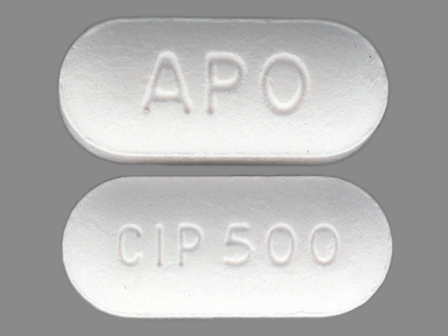 APO CIP500: (60505-1309) Ciprofloxacin (As Ciprofloxacin Hydrochloride) 500 mg Oral Tablet by Apotex Corp