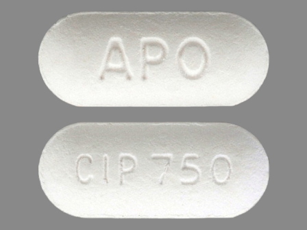 APO CIP750: (60505-1310) Ciprofloxacin (As Ciprofloxacin Hydrochloride) 750 mg Oral Tablet by Apotex Corp