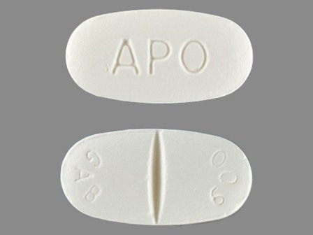 GAB 600 APO: (60505-2551) Gabapentin 600 mg Oral Tablet by Apotex Corp.