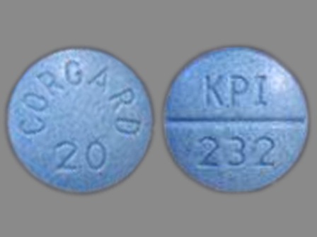 KPI 232 Corgard 20: (60793-800) Corgard 20 mg Oral Tablet by Pfizer Laboratories Div Pfizer Inc