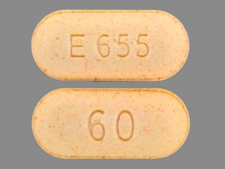 E655 60 orange oval tablet