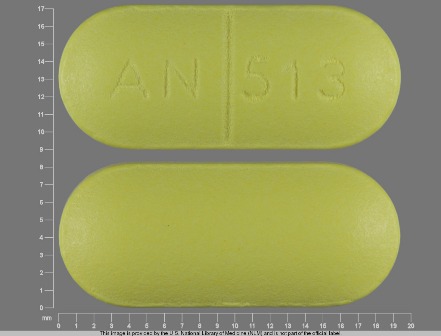 AN 513 oblong yellow pill