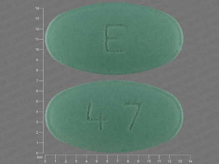 E 47 green oval tablet