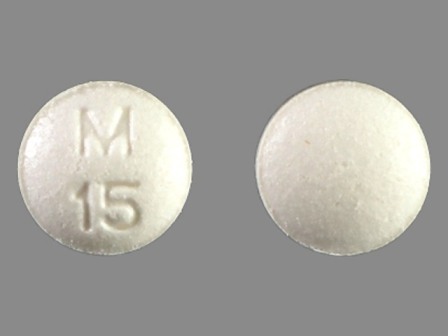 M 15 round white pill