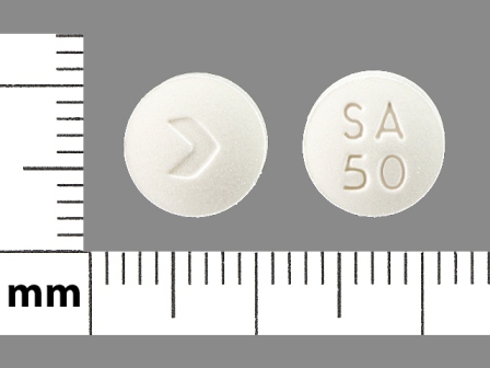 SA 50: (68084-340) Sumatriptan 50 mg (Sumatriptan Succinate 70 mg) Oral Tablet by American Health Packaging