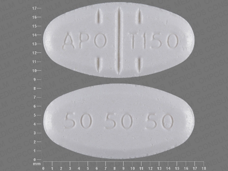 APO T150 50 50 50: (68084-608) Trazodone Hydrochloride 150 mg Oral Tablet by American Health Packaging