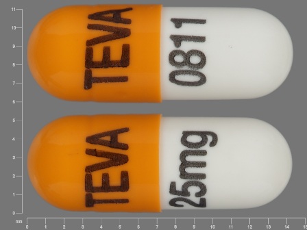 TEVA TEVA 25mg 0811: (71205-254) Nortriptyline Hydrochloride 25 mg Oral Capsule by Proficient Rx Lp